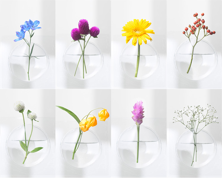 Kaki　+d　ガラスに貼れる 花器　 フラワーベース 透明　花瓶 一輪挿し
