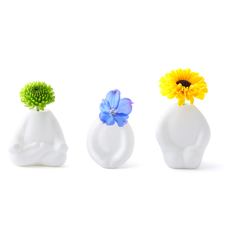 フラワーマン　ミニ　花瓶　一輪挿し　セット　陶器　人型　+d アッシュコンセプト　デザイナー  花器  フラワーアレンジメント
